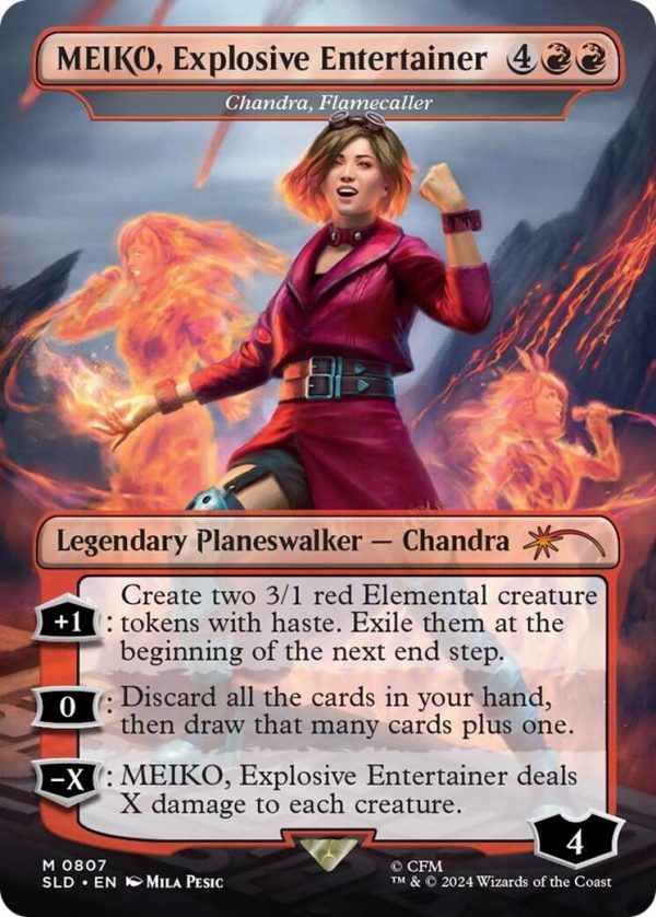 MEIKO, Explosive Entertainer - Chandra, Flamecaller (Rainbow Foil) [Secret Lair Drop Series] Online Hot Sale