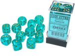 Chessex Borealis Teal Gold 16mm (12 d6 Dice) For Discount