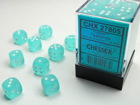 Chessex Frosted Teal White 12mm (36 d6 Dice) Online